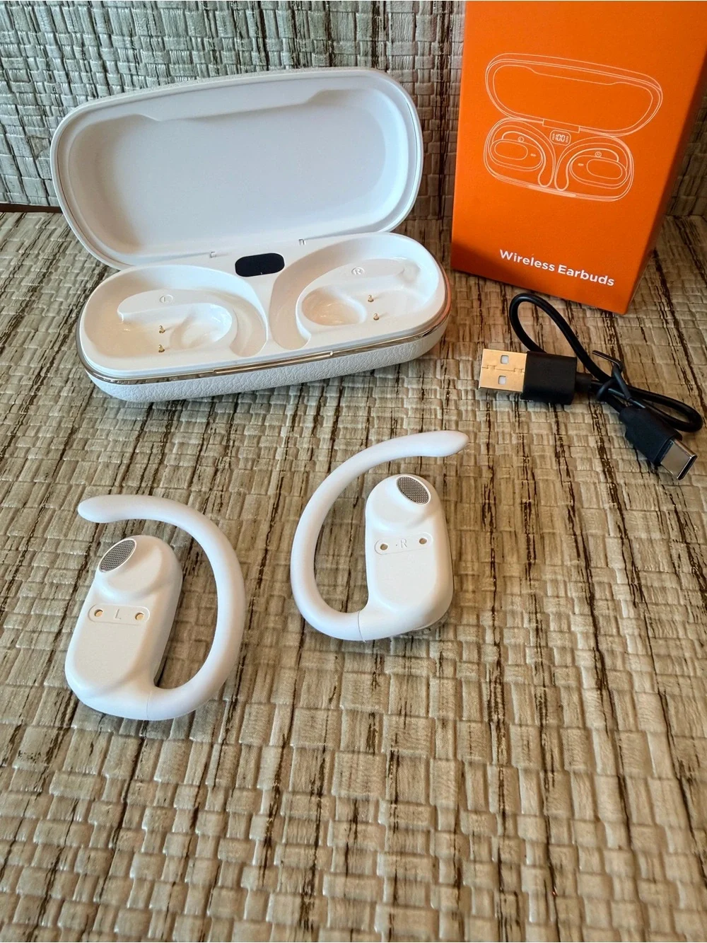 Wireless White Bluetooth Earbuds with Charging Case